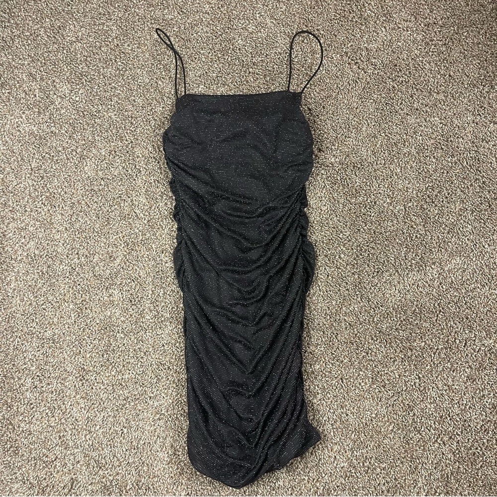 Princess Polly Reeva Mini Dress Black Glitter Strap Women’s Size 6 Party
